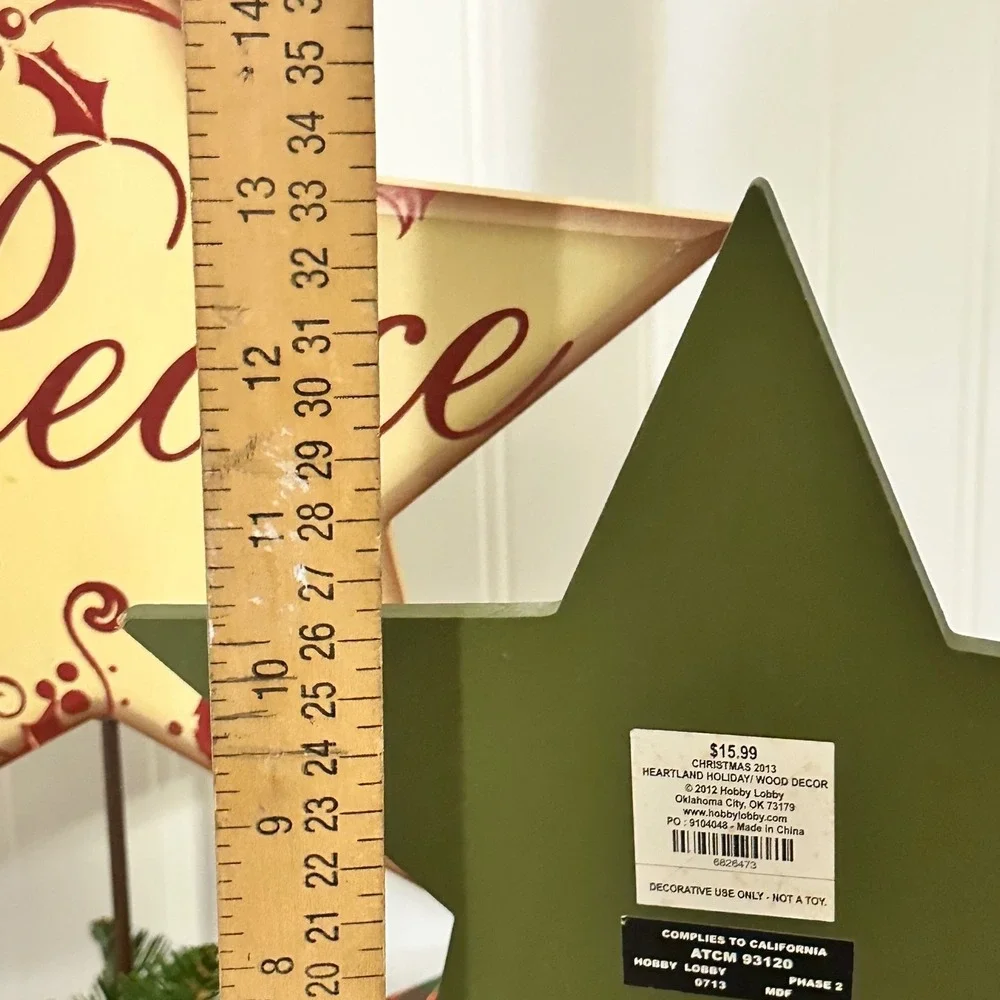 Hobby Lobby Heartland Holiday Wood‎ Stars Christmas Decor Set OS Multicolor EX